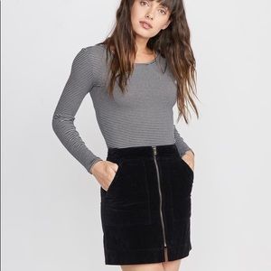 Marine Layer Full Zip A-Line Velvetine Mini Skirt